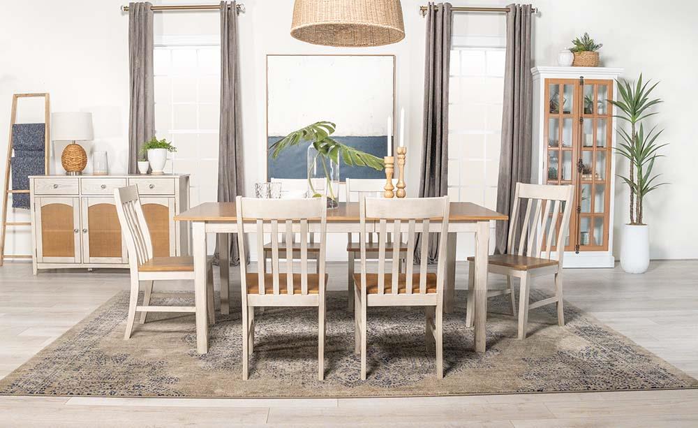 Kirby Natural/Rustic Off White 7-Piece Dining Set from Coaster - Luna Furniture