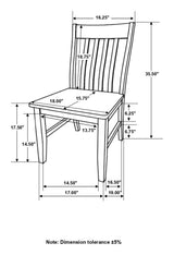 Kirby Natural/Rustic Off White Slat Back Side Chair, Set of 2 from Coaster - Luna Furniture