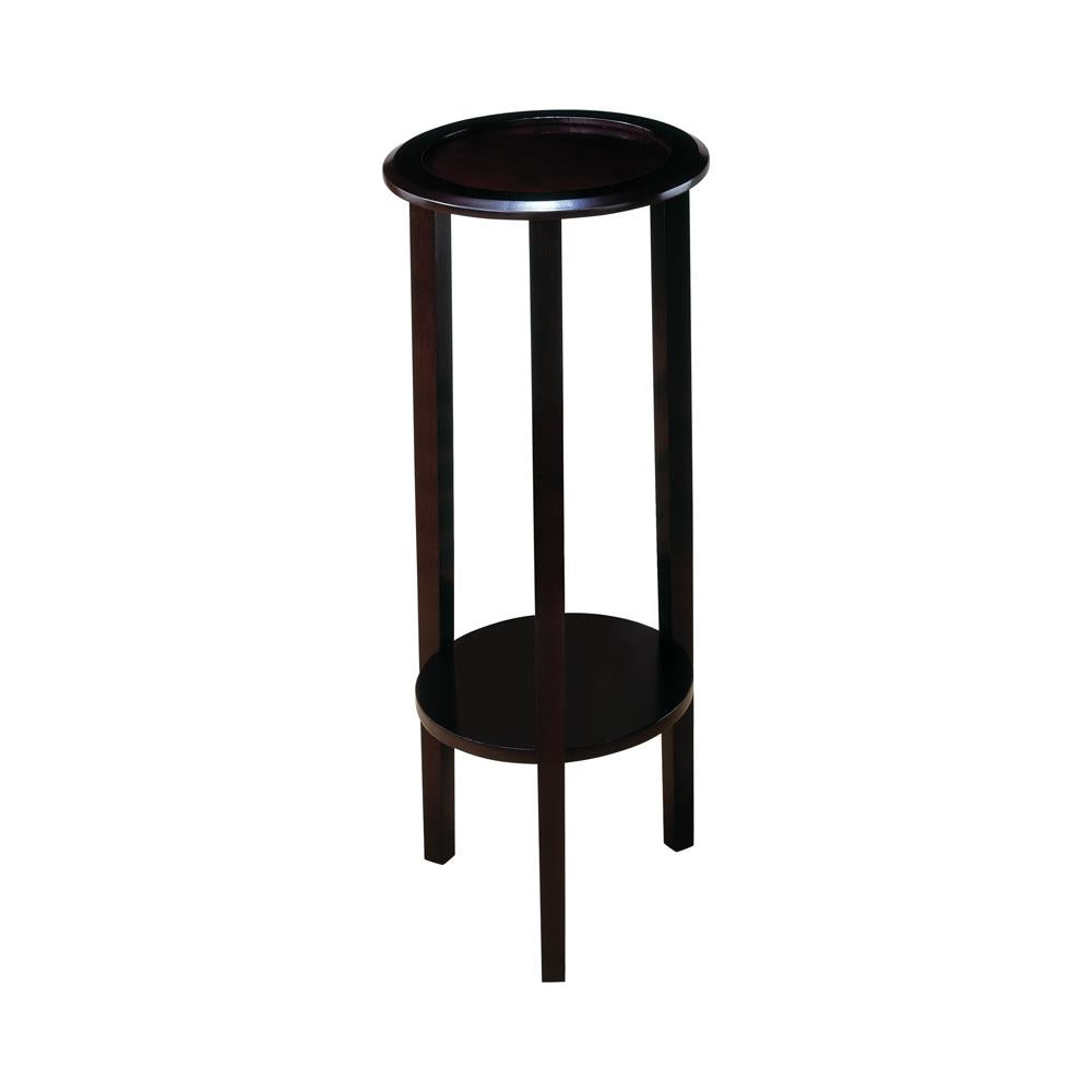 Kirk Espresso Round Accent Table with Bottom Shelf from Coaster - Luna Furniture