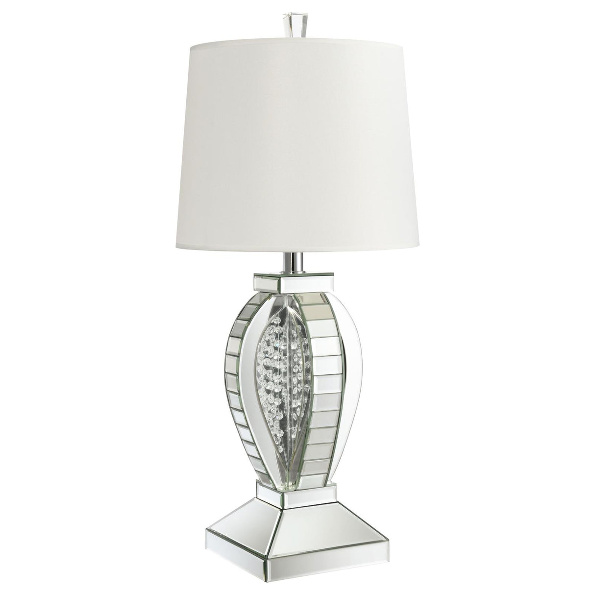 Klein Table Lamp with Drum Shade White/Mirror from Coaster - Luna Furniture