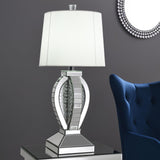 Klein Table Lamp with Drum Shade White/Mirror from Coaster - Luna Furniture