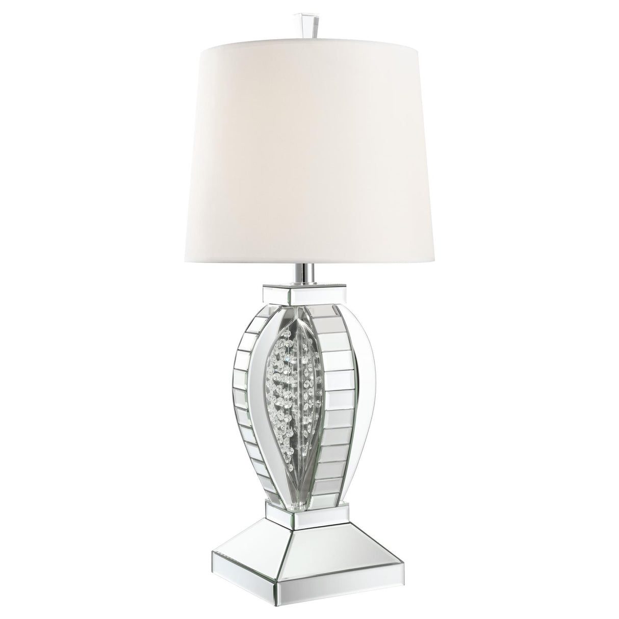 Klein Table Lamp with Drum Shade White/Mirror from Coaster - Luna Furniture