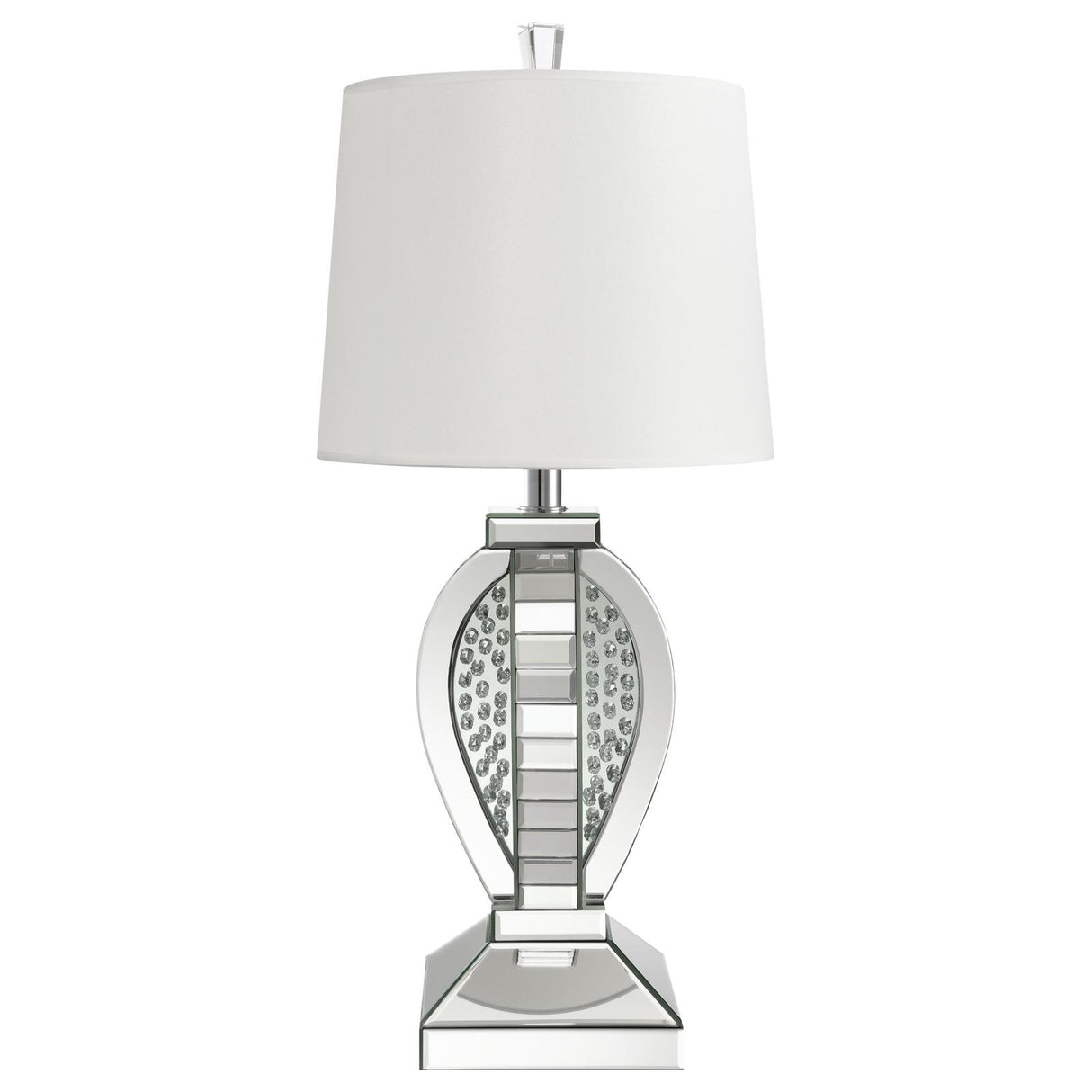 Klein Table Lamp with Drum Shade White/Mirror from Coaster - Luna Furniture