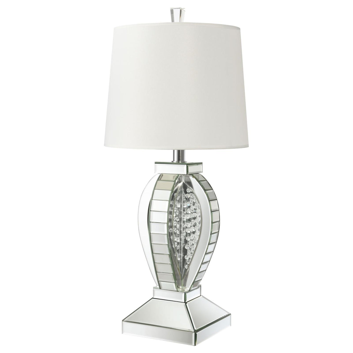 Klein Table Lamp with Drum Shade White/Mirror from Coaster - Luna Furniture