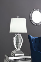 Klein Table Lamp with Drum Shade White/Mirror from Coaster - Luna Furniture