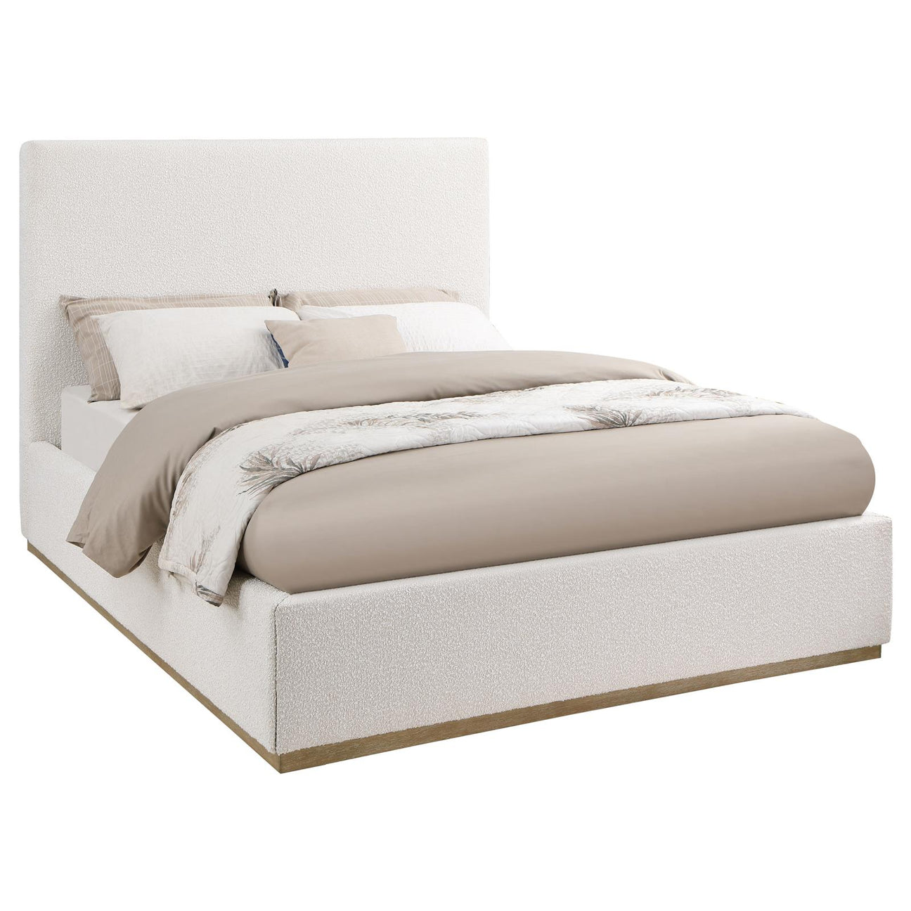 Knox Upholstered Eastern King Platform Bed Cream from Coaster - Luna Furniture