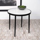 Kofi Round Marble Top Side Table White and Black - 930166 - Luna Furniture