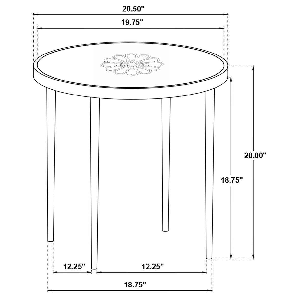 Kofi Round Marble Top Side Table White and Black - 930166 - Luna Furniture