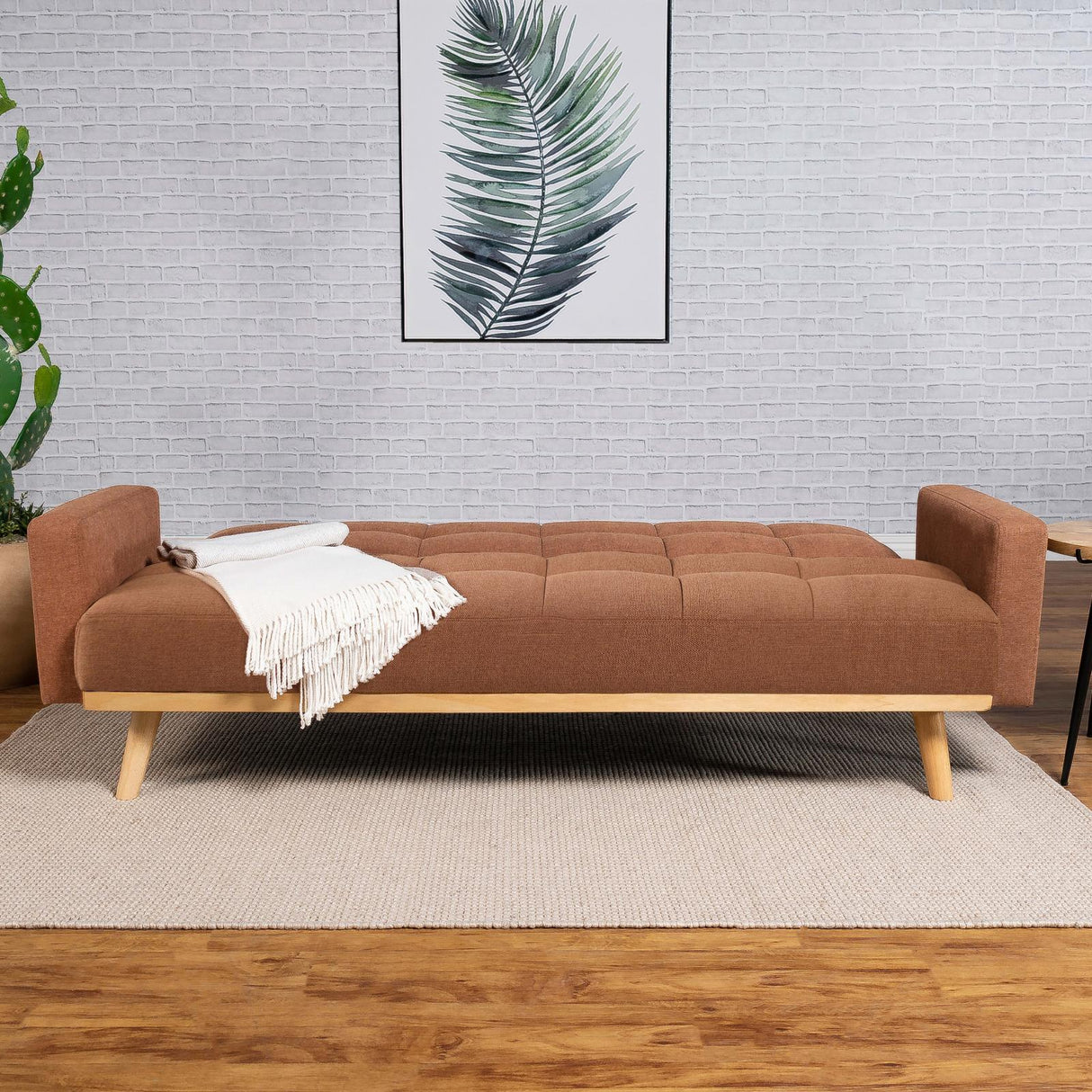 Kourtney Upholstered Track Arms Covertible Sofa Bed Terracotta from Coaster - Luna Furniture