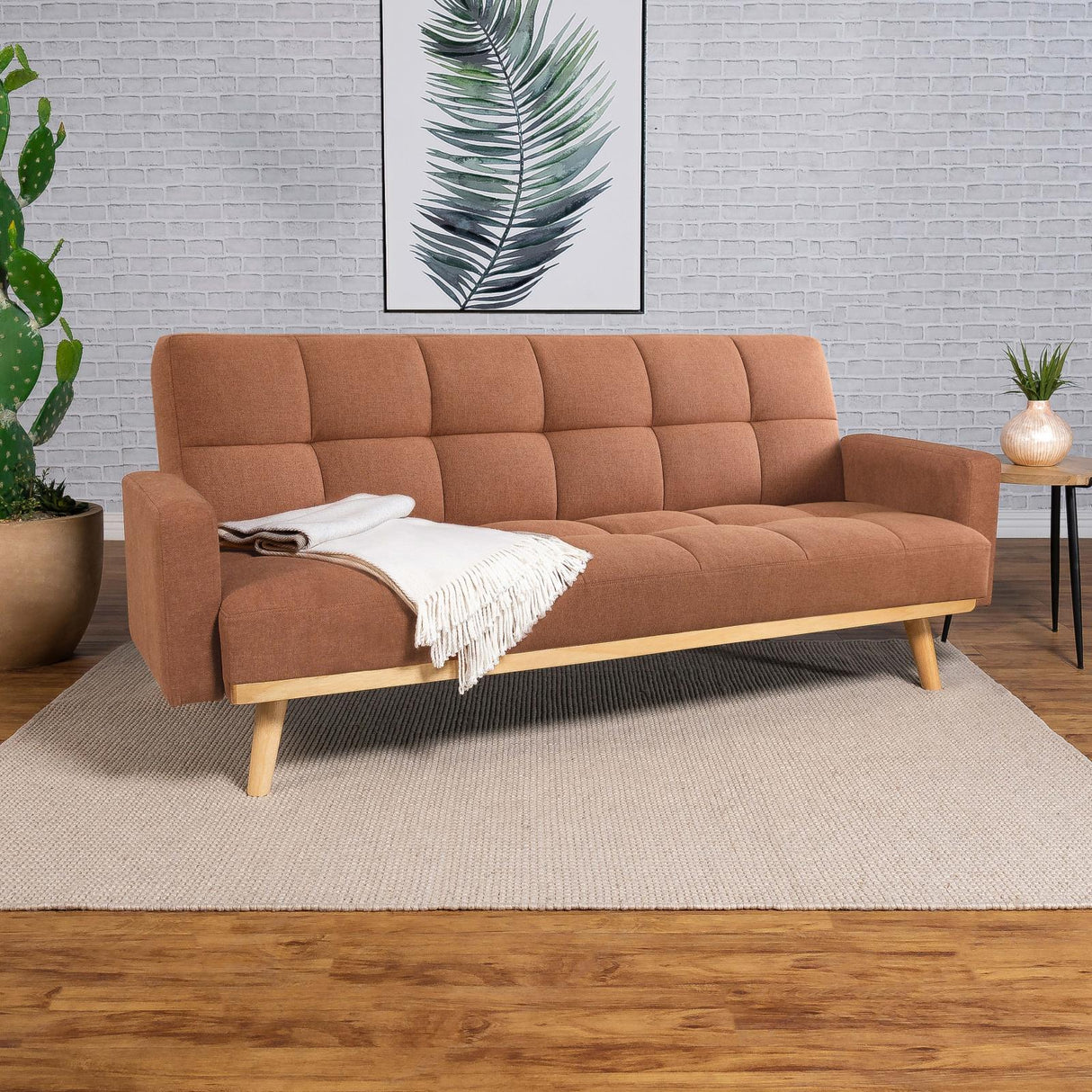 Kourtney Upholstered Track Arms Covertible Sofa Bed Terracotta from Coaster - Luna Furniture