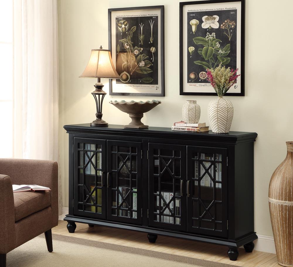 Kovu Black 4-Door Accent Cabinet from Coaster - Luna Furniture