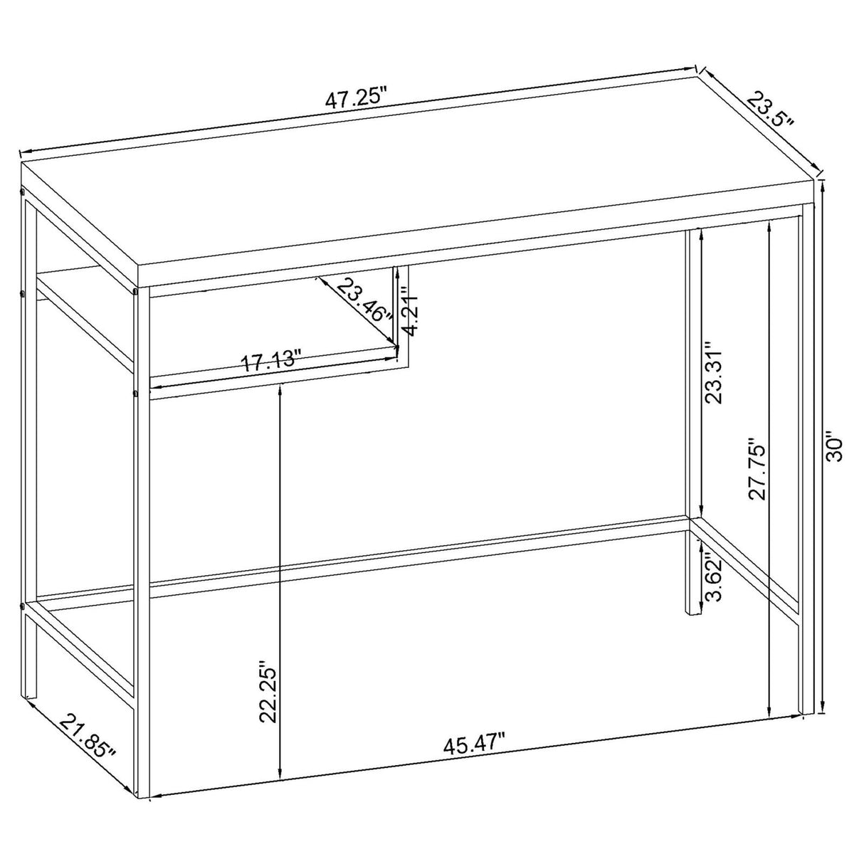 Kravitz Weathered Gray/Chrome Rectangular Writing Desk from Coaster - Luna Furniture