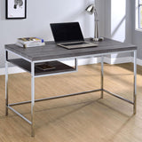 Kravitz Weathered Gray/Chrome Rectangular Writing Desk from Coaster - Luna Furniture