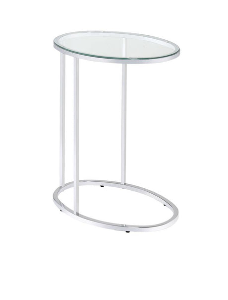 Kyle Oval Snack Table Chrome/Clear from Coaster - Luna Furniture