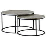 Lainey Gray/Gunmetal Round 2-Piece Nesting Coffee Table from Coaster - Luna Furniture