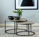 Lainey Gray/Gunmetal Round 2-Piece Nesting Coffee Table from Coaster - Luna Furniture