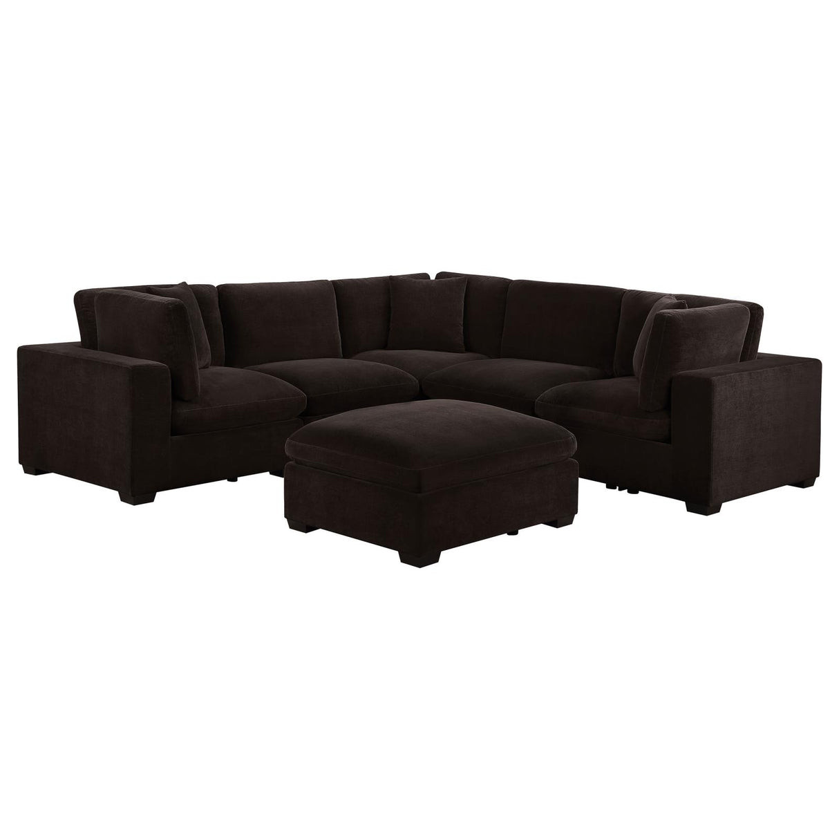 Lakeview 5-piece Upholstered Modular Sectional Sofa Dark Chocolate - 551464-SETA - Luna Furniture