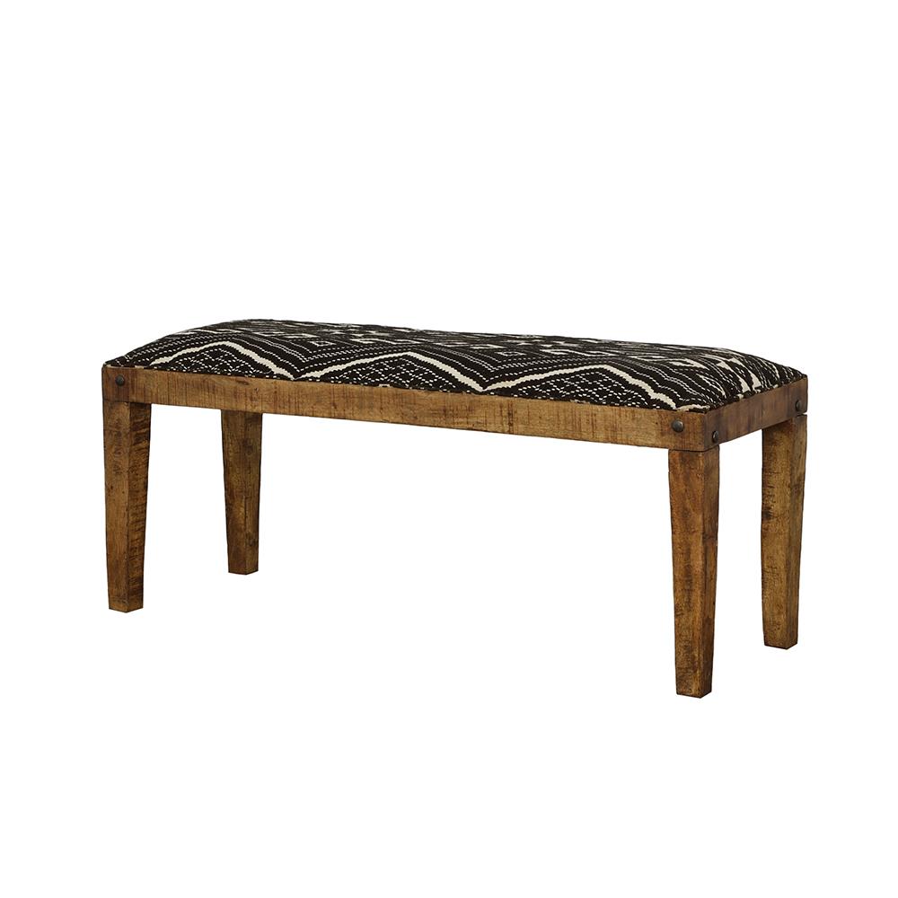 Lamont Natural/Navy Rectangular Upholstered Bench from Coaster - Luna Furniture