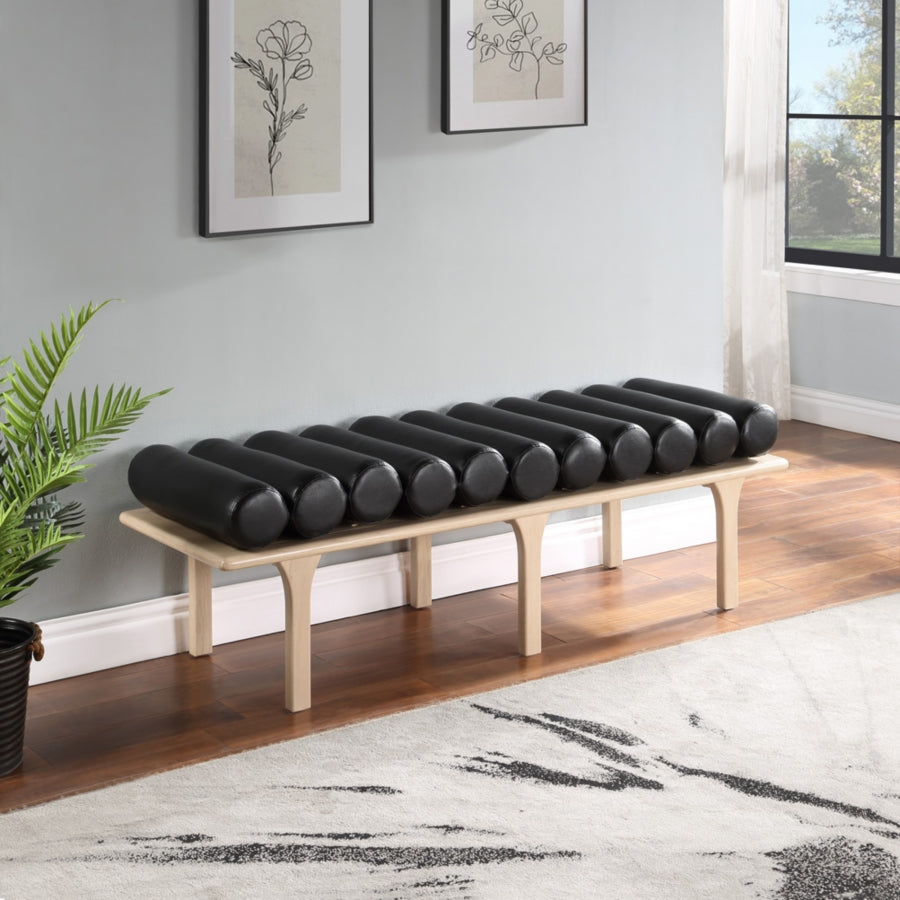 Landon Faux Leather Bench Black from Meridian - Luna Furniture