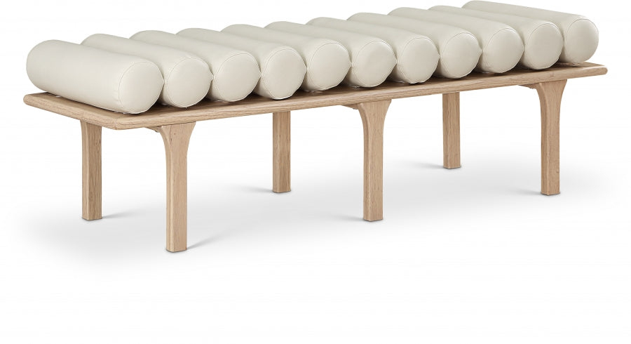 Landon Faux Leather Bench Cream from Meridian - Luna Furniture