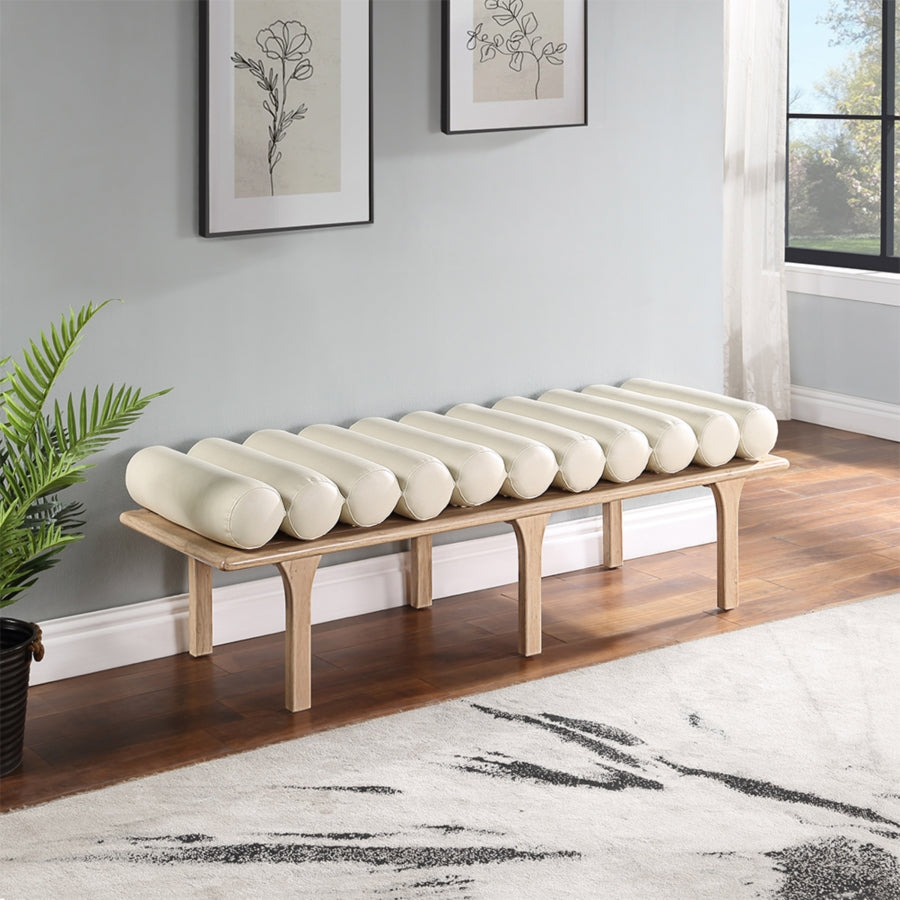 Landon Faux Leather Bench Cream from Meridian - Luna Furniture