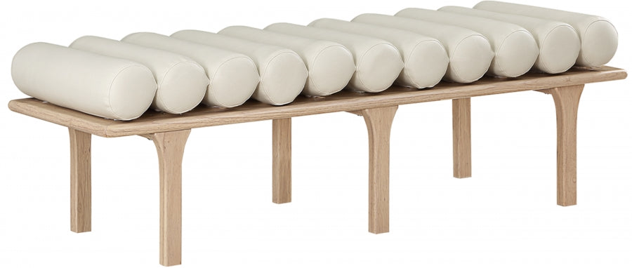 Landon Faux Leather Bench Cream from Meridian - Luna Furniture