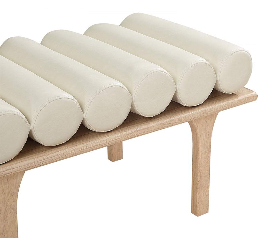 Landon Faux Leather Bench Cream from Meridian - Luna Furniture