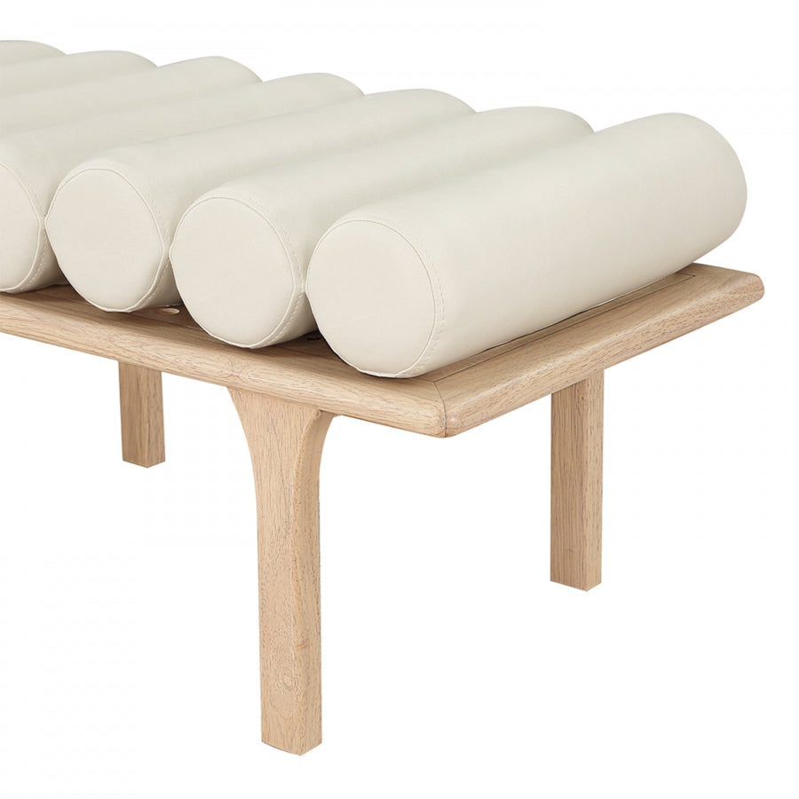 Landon Faux Leather Bench Cream from Meridian - Luna Furniture