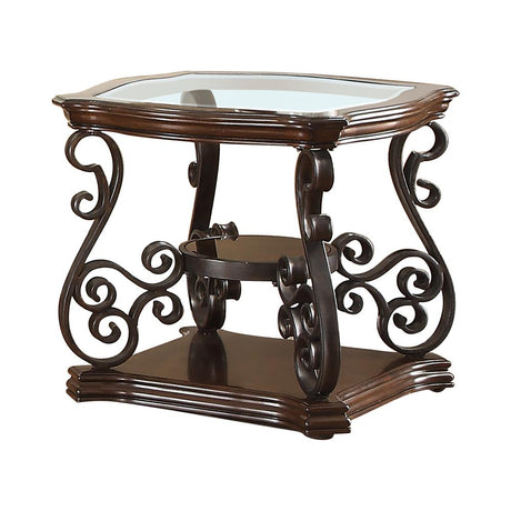 Laney End Table Deep Merlot/Clear from Coaster - Luna Furniture