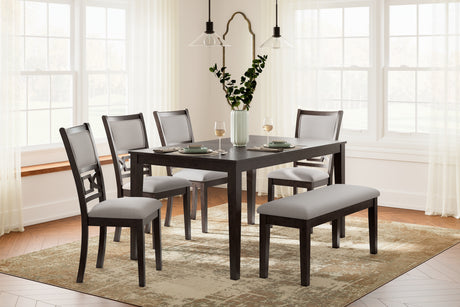 Langwest Brown Dining Table and 4 Chairs and Bench (Set of 6) - D422-325 - Luna Furniture