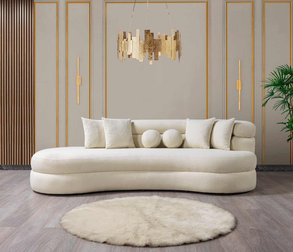 Larissa Ivory Boucle Chaise Lounge - LARISSAIV-CHAISE - Luna Furniture