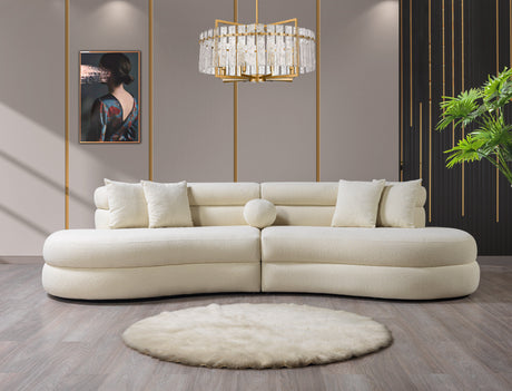 Larissa Ivory Boucle Curved Sectional - LARISSAIVORY-SEC - Luna Furniture