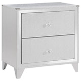 Larue 2-drawer Nightstand with USB Port Silver from Coaster - Luna Furniture