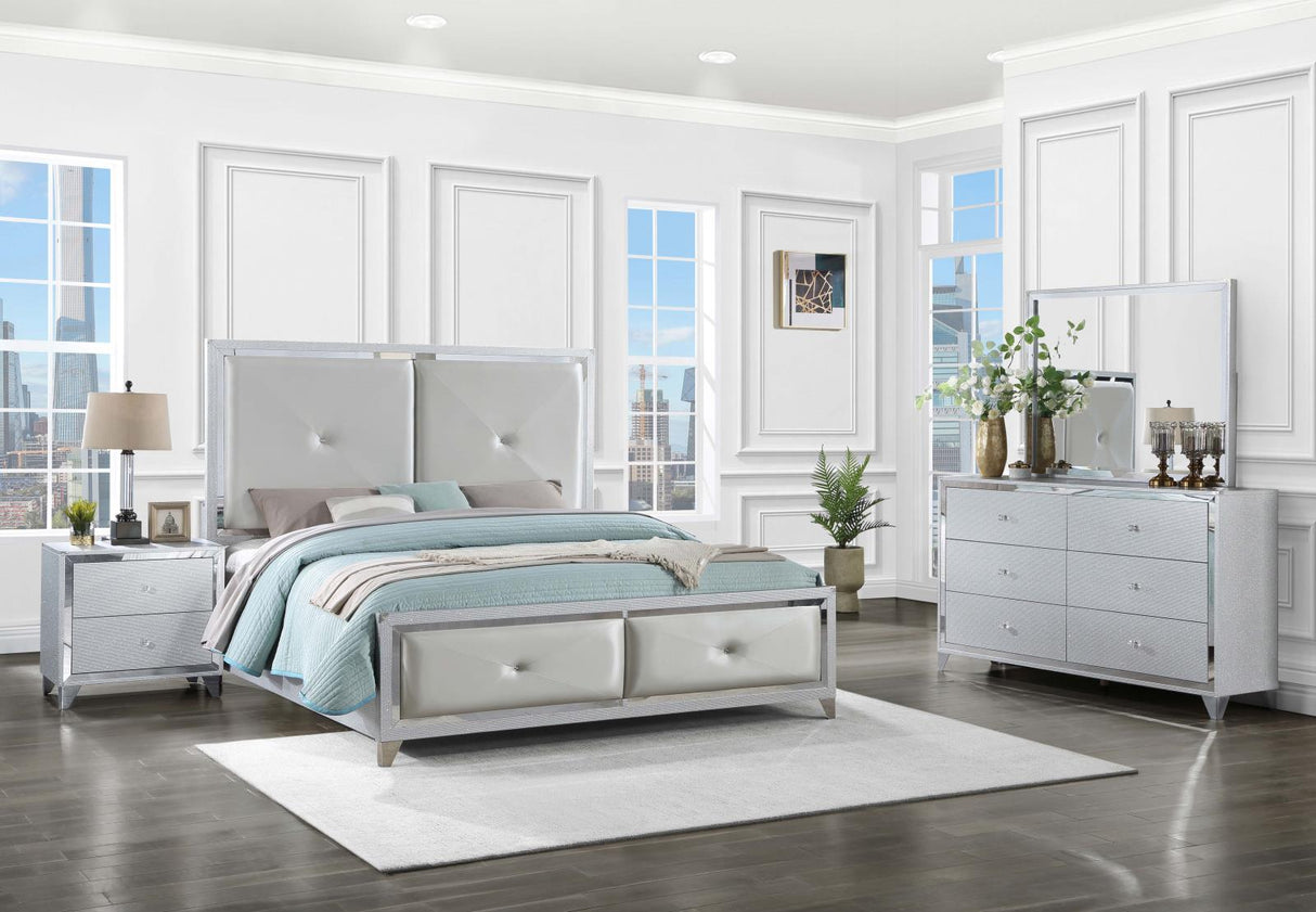 Larue 4-piece Tufted Eastern King Bedroom Set Silver - 224491KE-S4 - Luna Furniture