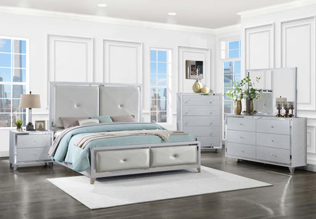 Larue 5-piece Tufted Eastern King Bedroom Set Silver - 224491KE-S5 - Luna Furniture