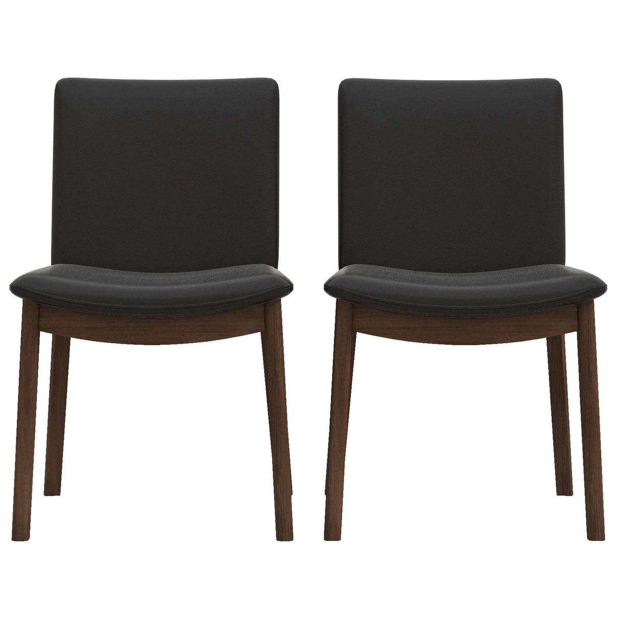 Laura Mid-Century Modern Solid Wood Dining Chair (Set of 2) Black Vegan Leather - AFC00379 - Luna Furniture