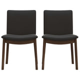 Laura Mid-Century Modern Solid Wood Dining Chair (Set of 2) Black Vegan Leather - AFC00379 - Luna Furniture