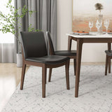 Laura Mid-Century Modern Solid Wood Dining Chair (Set of 2) Black Vegan Leather - AFC00379 - Luna Furniture