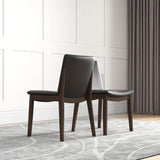 Laura Mid-Century Modern Solid Wood Dining Chair (Set of 2) Black Vegan Leather - AFC00379 - Luna Furniture