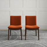 Laura Mid-Century Modern Solid Wood Dining Chair (Set of 2) Burnt Orange Velvet - AFC00123 - Luna Furniture