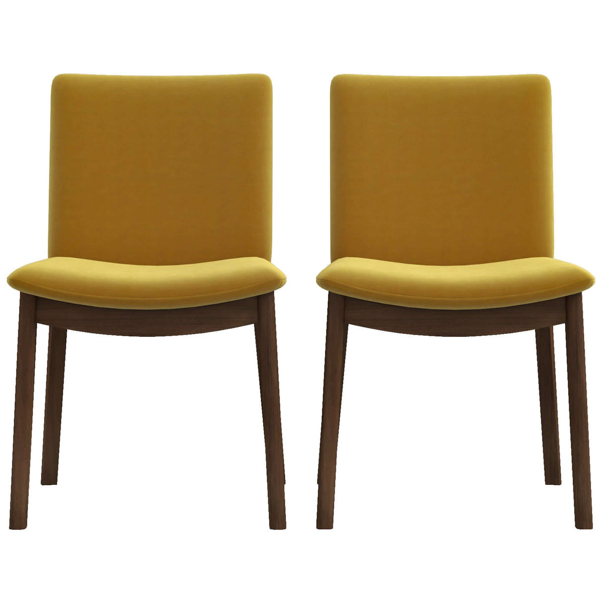 Laura Mid-Century Modern Solid Wood Dining Chair (Set of 2) Dark Yellow Velvet - AFC00136 - Luna Furniture