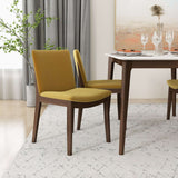 Laura Mid-Century Modern Solid Wood Dining Chair (Set of 2) Dark Yellow Velvet - AFC00136 - Luna Furniture