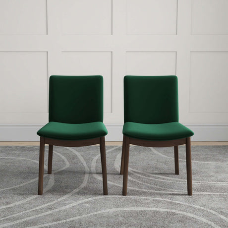 Laura Mid-Century Modern Solid Wood Dining Chair (Set of 2) Green Velvet - AFC00144 - Luna Furniture