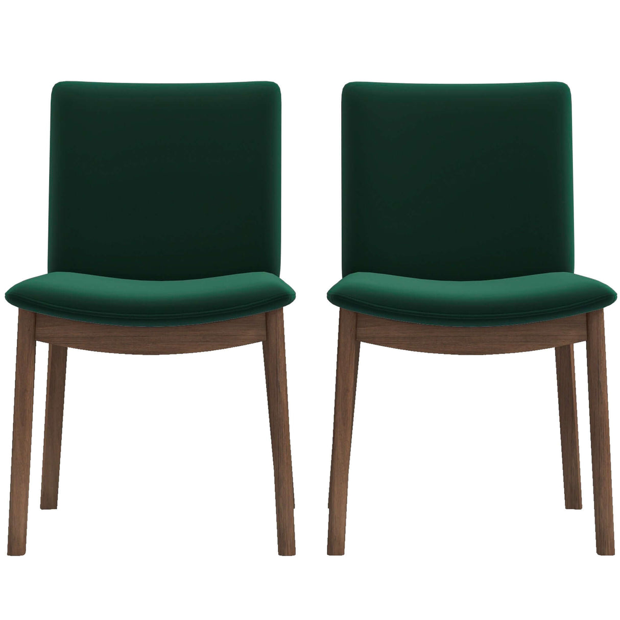 Laura Mid-Century Modern Solid Wood Dining Chair (Set of 2) Green Velvet - AFC00144 - Luna Furniture