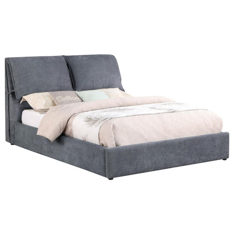 Laurel Upholstered Eastern King Platform Bed with Pillow Headboard Charcoal Grey - 306041KE - Luna Furniture