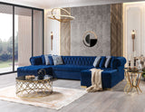 Lauren Blue Velvet Double Chaise Sectional - LAURENBLUE-SEC - Luna Furniture