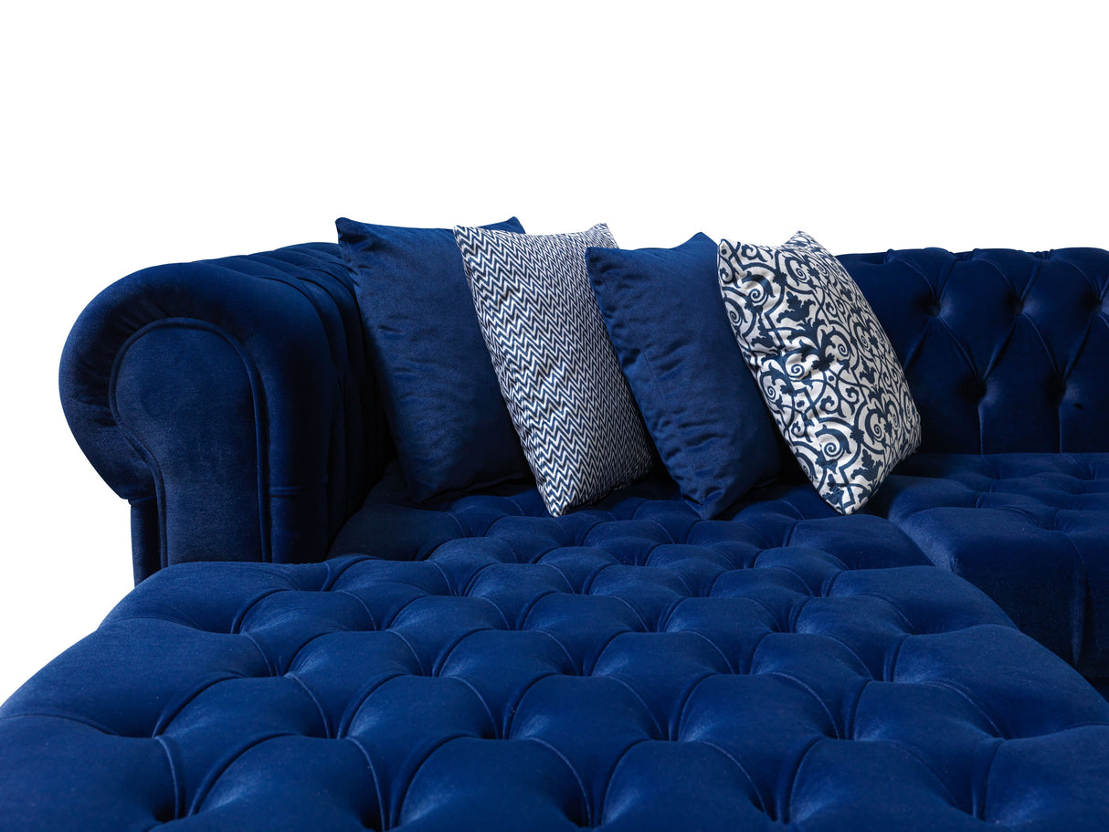 Lauren Blue Velvet Double Chaise Sectional - LAURENBLUE-SEC - Luna Furniture