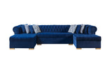 Lauren Blue Velvet Double Chaise Sectional - LAURENBLUE-SEC - Luna Furniture