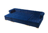 Lauren Blue Velvet Double Chaise Sectional - LAURENBLUE-SEC - Luna Furniture