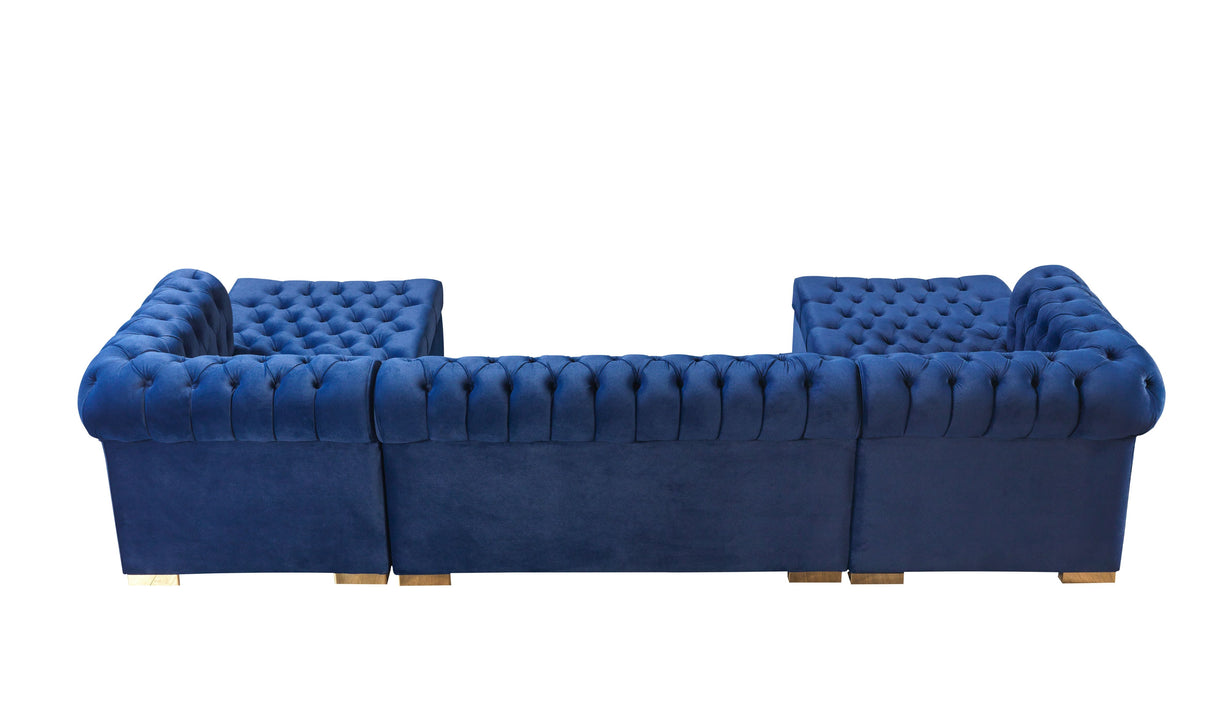 Lauren Blue Velvet Double Chaise Sectional - LAURENBLUE-SEC - Luna Furniture